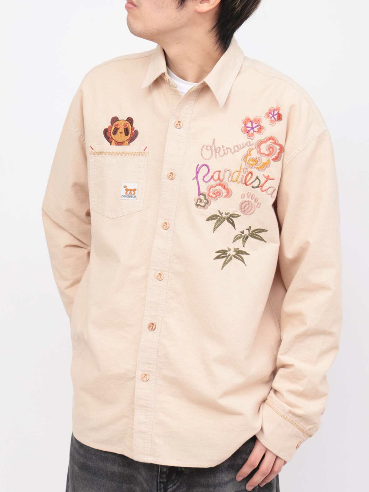 【PANDIESTA JAPAN】“シーサーパンダ”シャンブレー素材シャツ