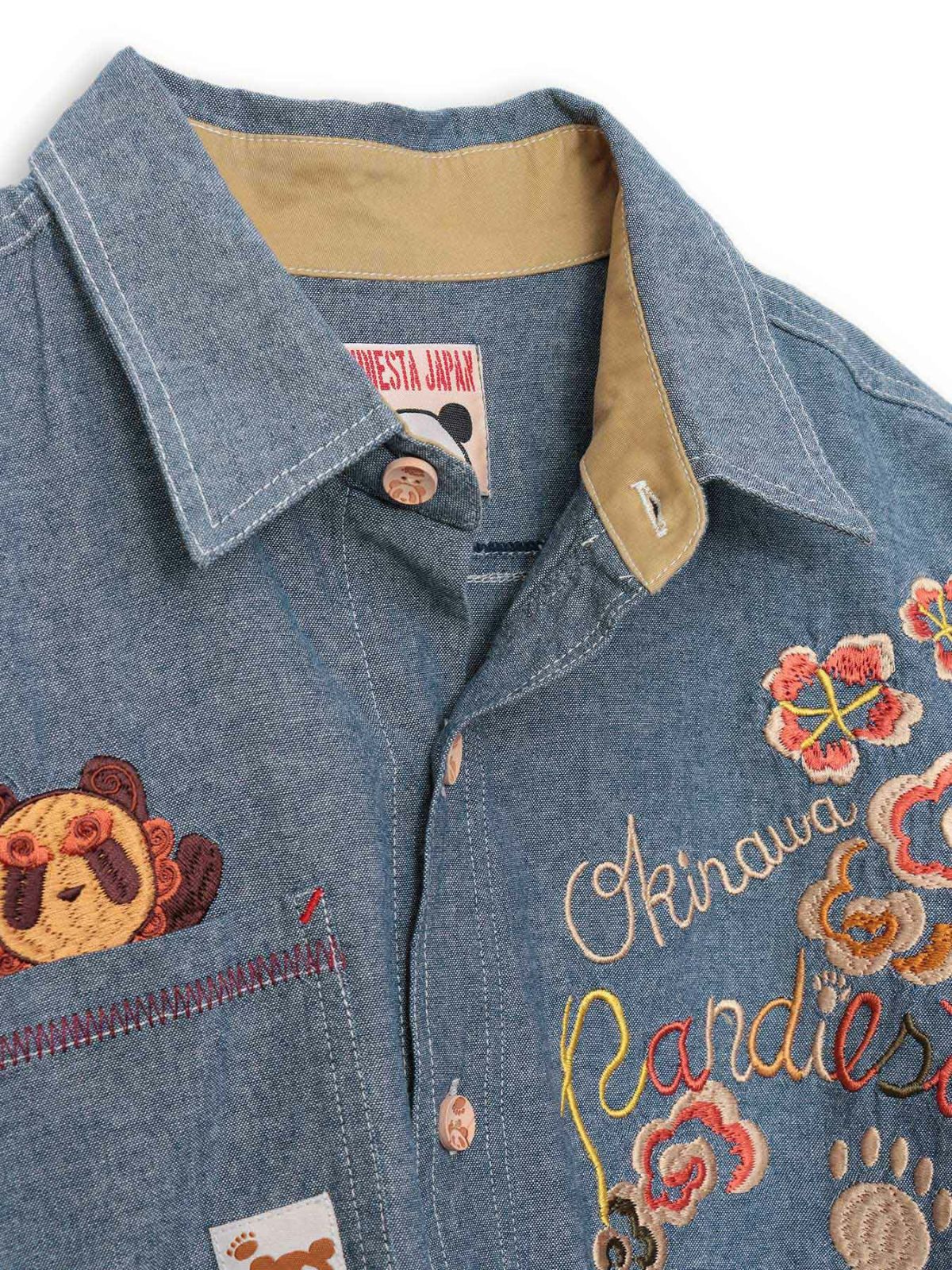 【PANDIESTA JAPAN】“シーサーパンダ”シャンブレー素材シャツ