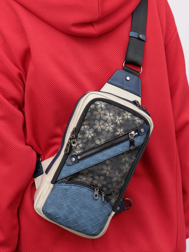 【雅結】桜柄金襴織物遣い 縦型ボディバッグ