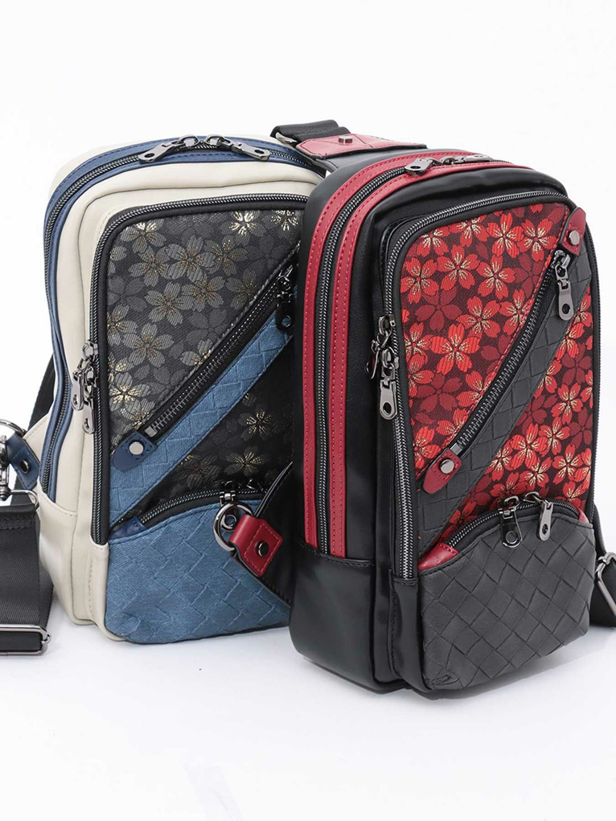 【雅結】桜柄金襴織物遣い 縦型ボディバッグ