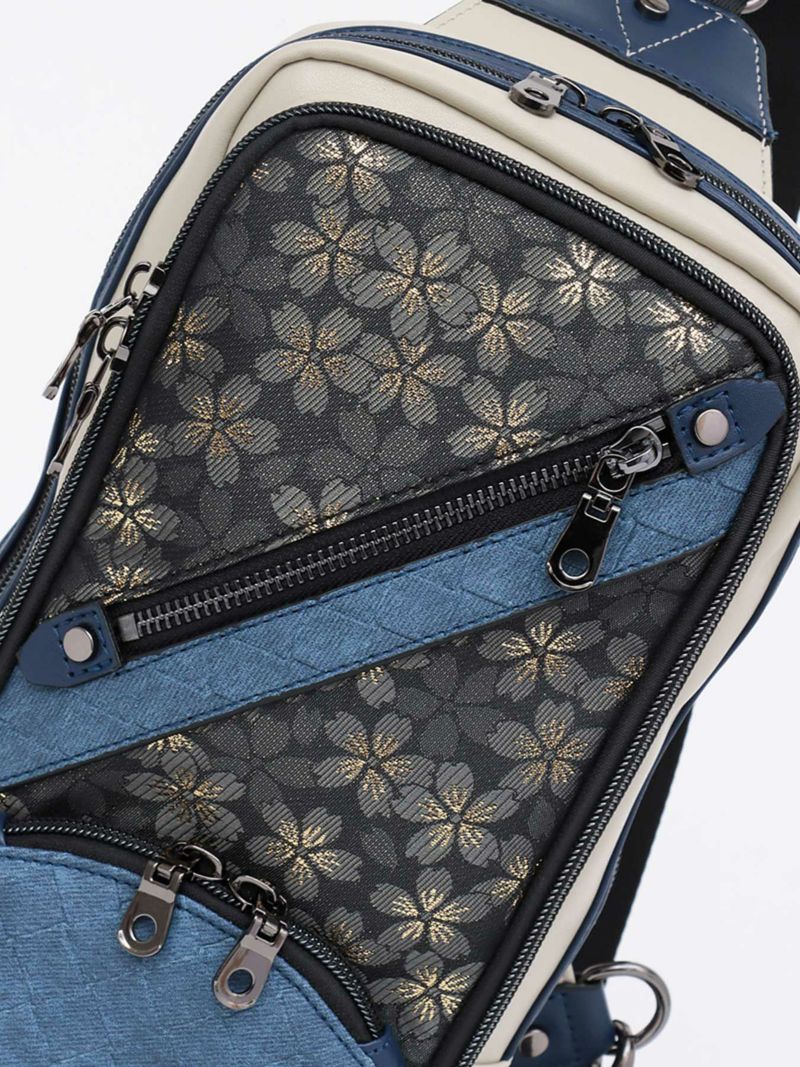 【雅結】桜柄金襴織物遣い 縦型ボディバッグ