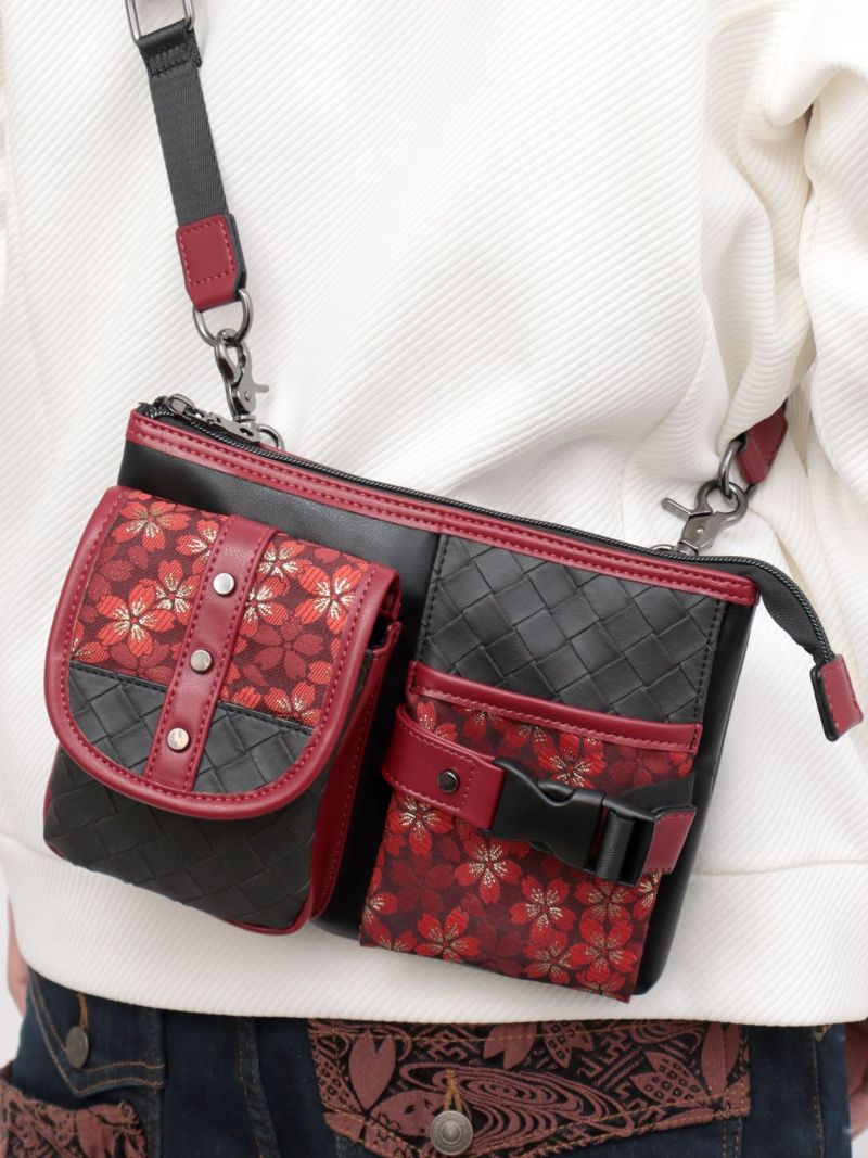 【雅結】桜金襴切り替え 横型シザーバッグ