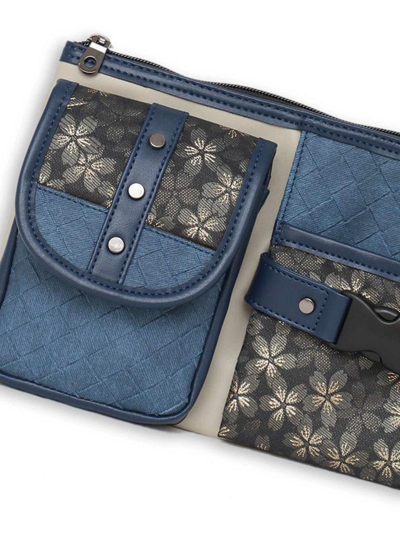 【雅結】桜金襴切り替え 横型シザーバッグ