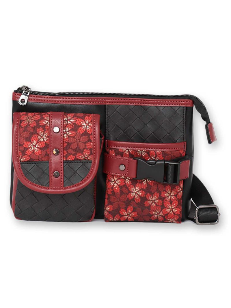 【雅結】桜金襴切り替え 横型シザーバッグ