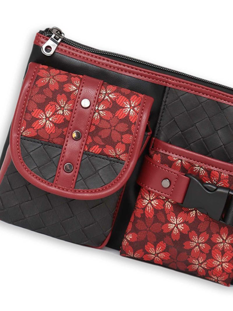 【雅結】桜金襴切り替え 横型シザーバッグ