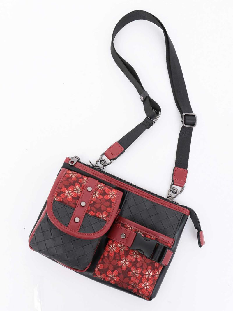 【雅結】桜金襴切り替え 横型シザーバッグ