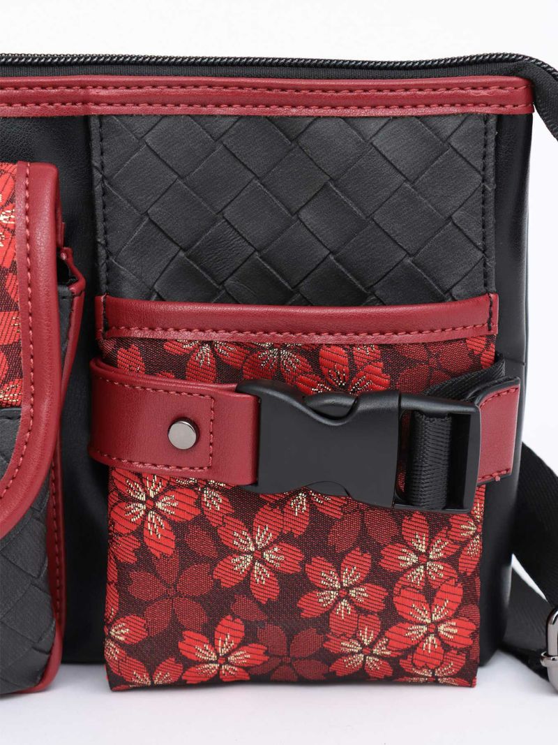 【雅結】桜金襴切り替え 横型シザーバッグ