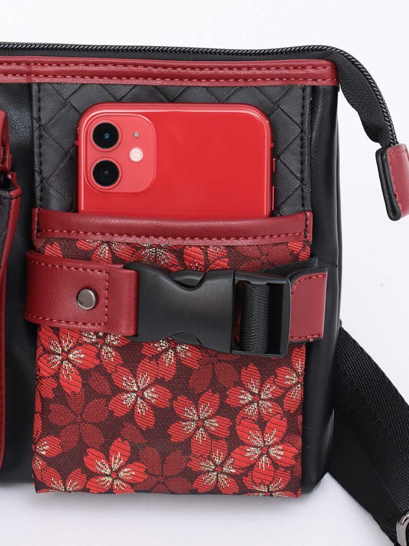 【雅結】桜金襴切り替え 横型シザーバッグ