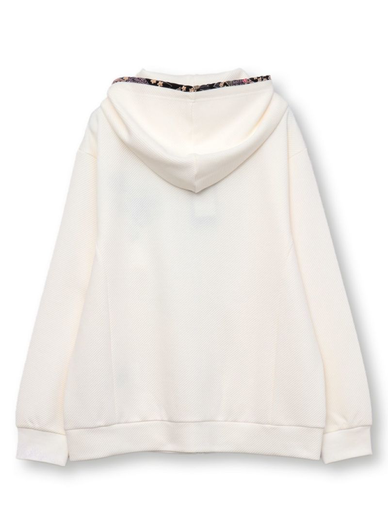 【雅結】桜刺繍ふくれジャガード素材 和生地遣いZIPパーカー