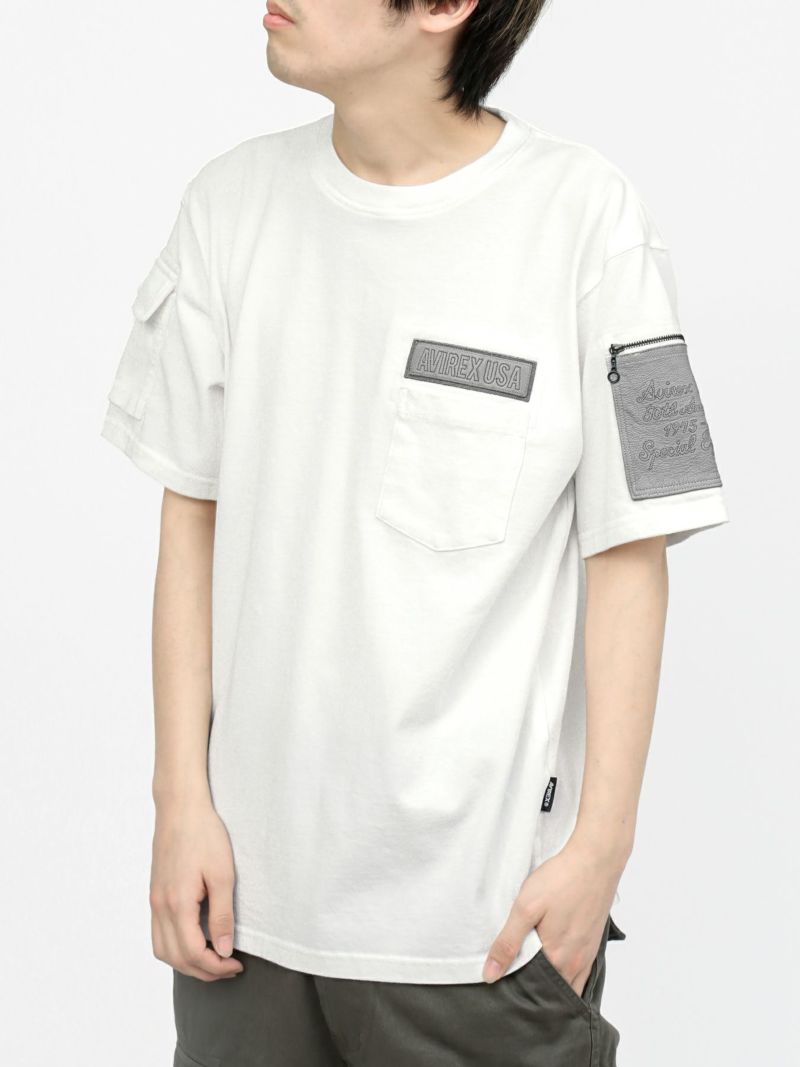 【AVIREX】LEATHER PATCHED FATIGUE T-SHIRT＜50th Anniversary＞