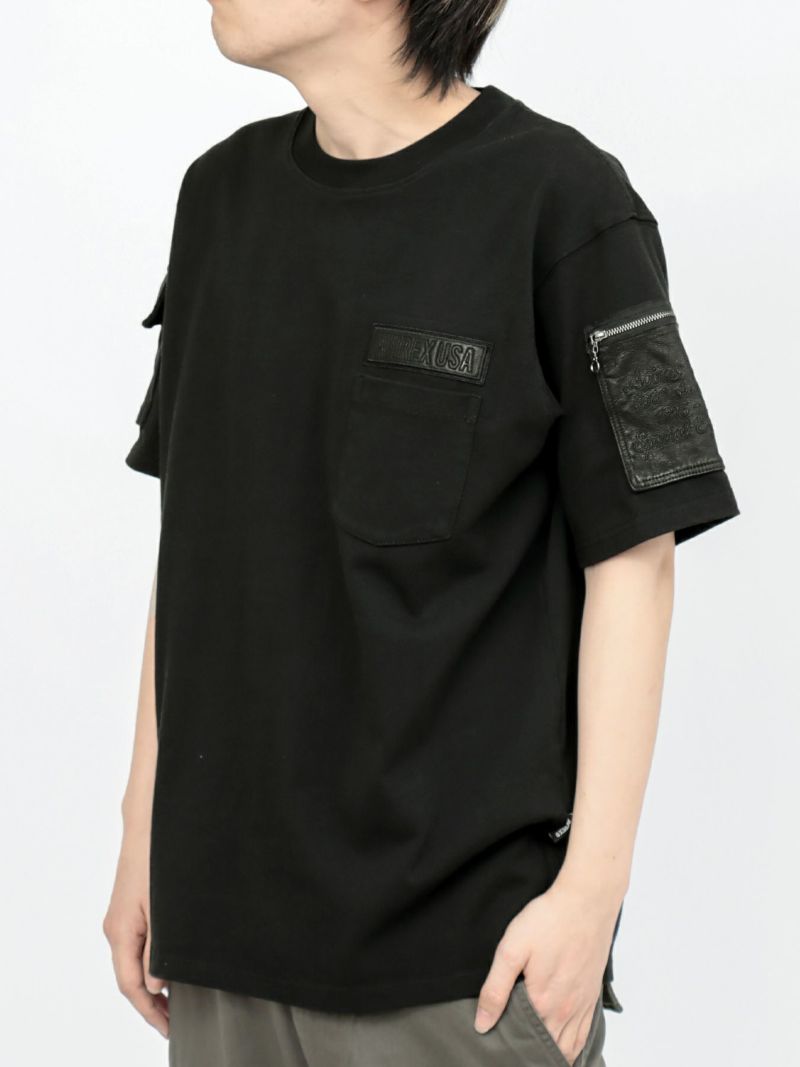 【AVIREX】LEATHER PATCHED FATIGUE T-SHIRT＜50th Anniversary＞