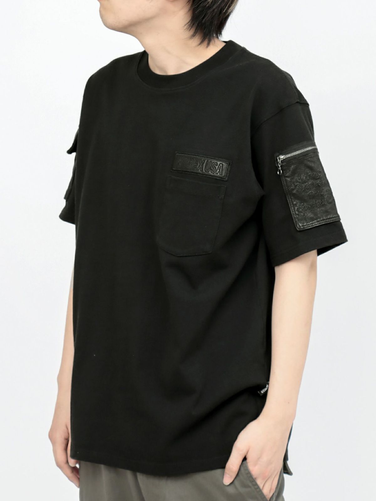 【AVIREX】LEATHER PATCHED FATIGUE T-SHIRT＜50th Anniversary＞