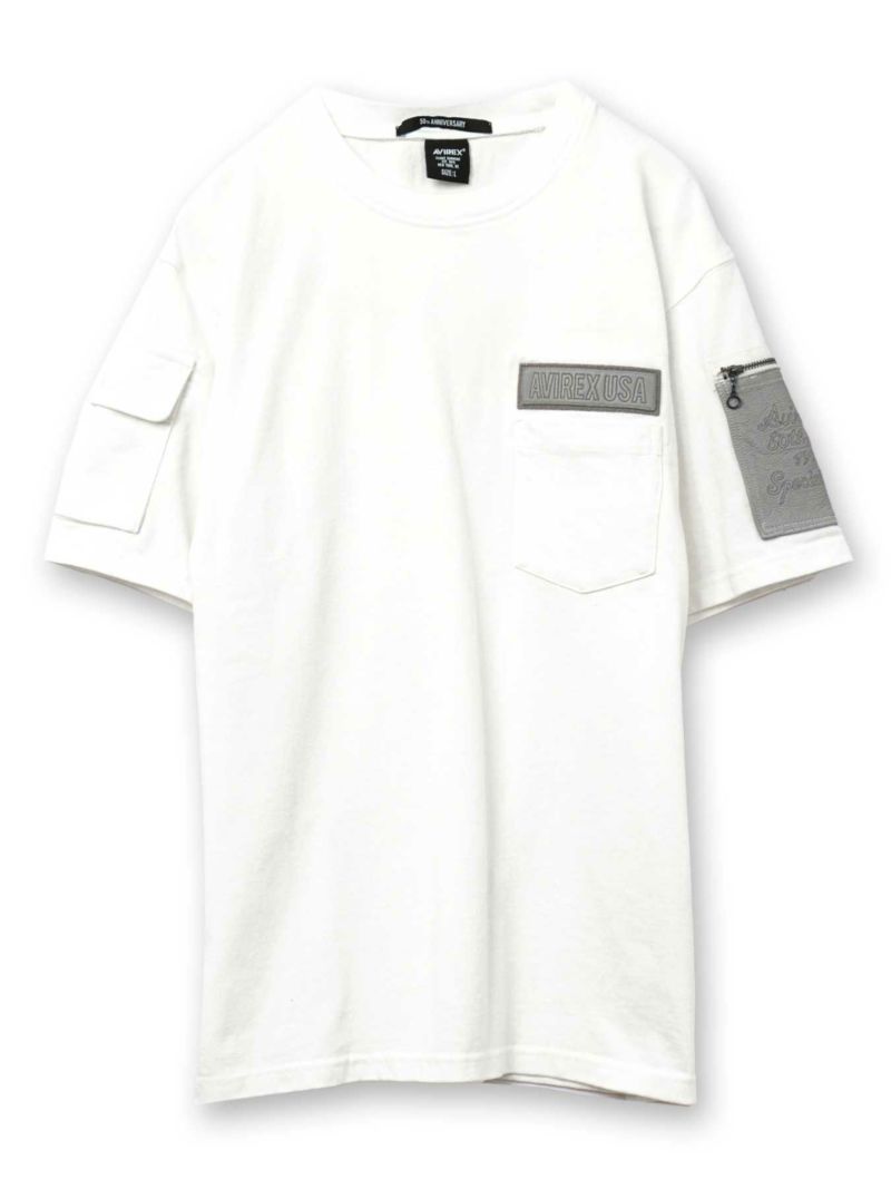【AVIREX】LEATHER PATCHED FATIGUE T-SHIRT＜50th Anniversary＞