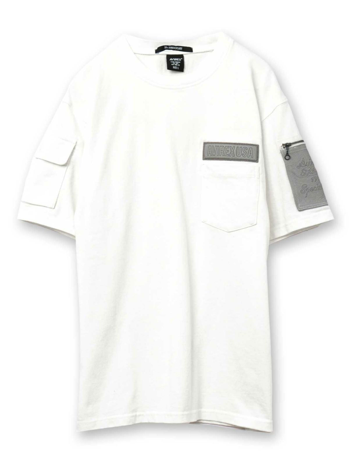 【AVIREX】LEATHER PATCHED FATIGUE T-SHIRT＜50th Anniversary＞