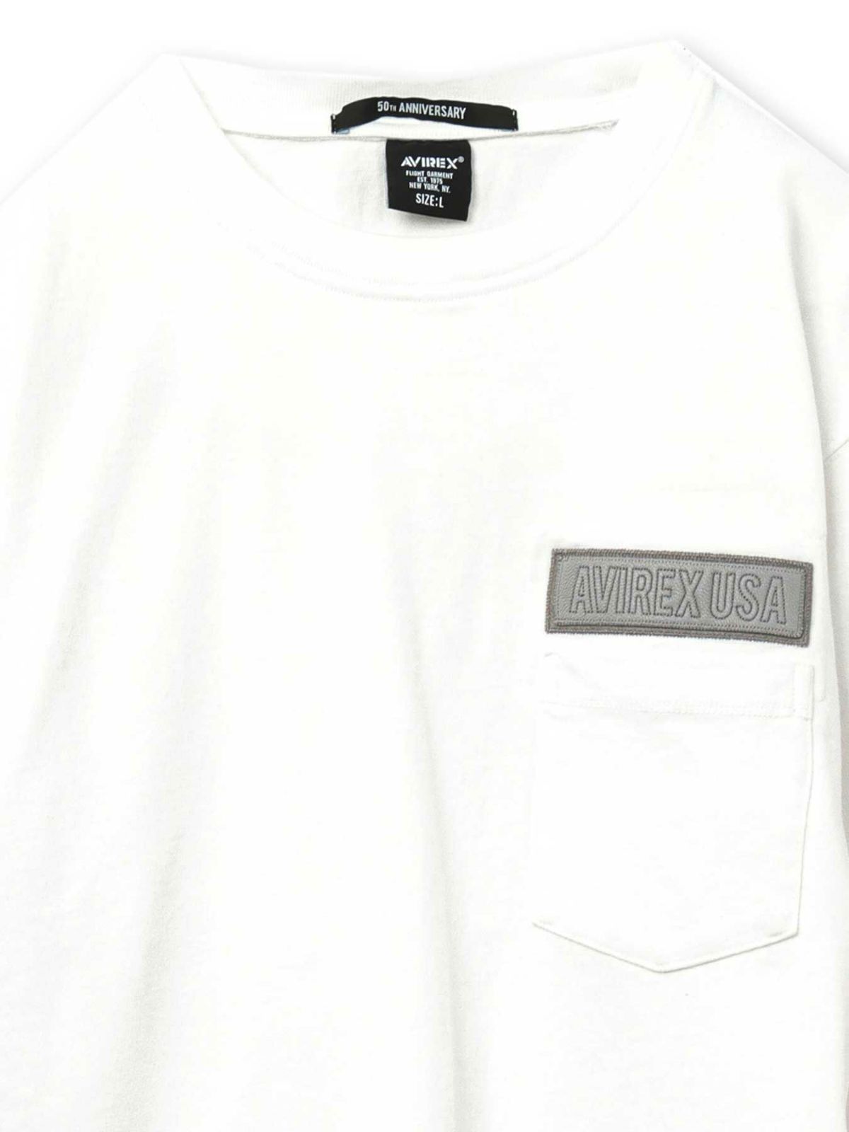 【AVIREX】LEATHER PATCHED FATIGUE T-SHIRT＜50th Anniversary＞