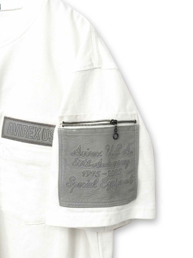 【AVIREX】LEATHER PATCHED FATIGUE T-SHIRT＜50th Anniversary＞