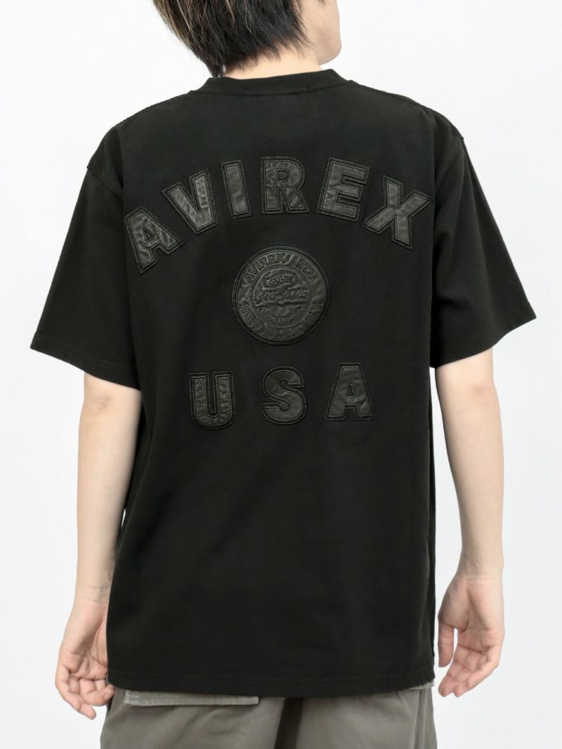 【AVIREX】LEATHER PATCHED VARSITY T-SHIRT＜50th Anniversary＞