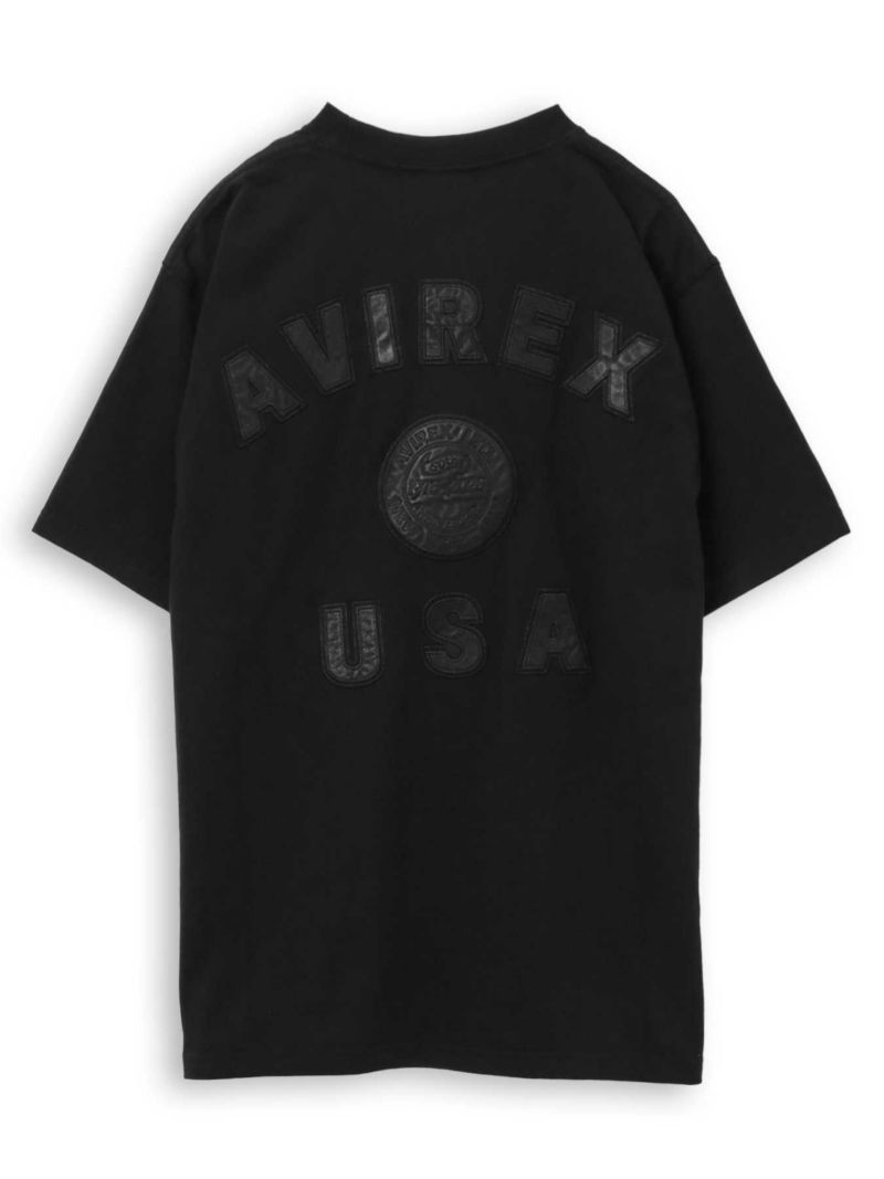 【AVIREX】LEATHER PATCHED VARSITY T-SHIRT＜50th Anniversary＞
