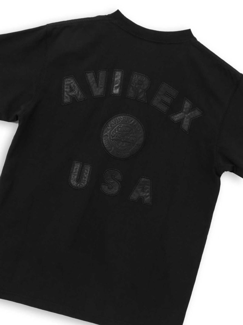 【AVIREX】LEATHER PATCHED VARSITY T-SHIRT＜50th Anniversary＞
