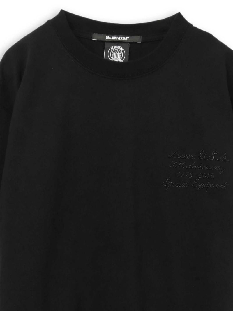 【AVIREX】LEATHER PATCHED VARSITY T-SHIRT＜50th Anniversary＞