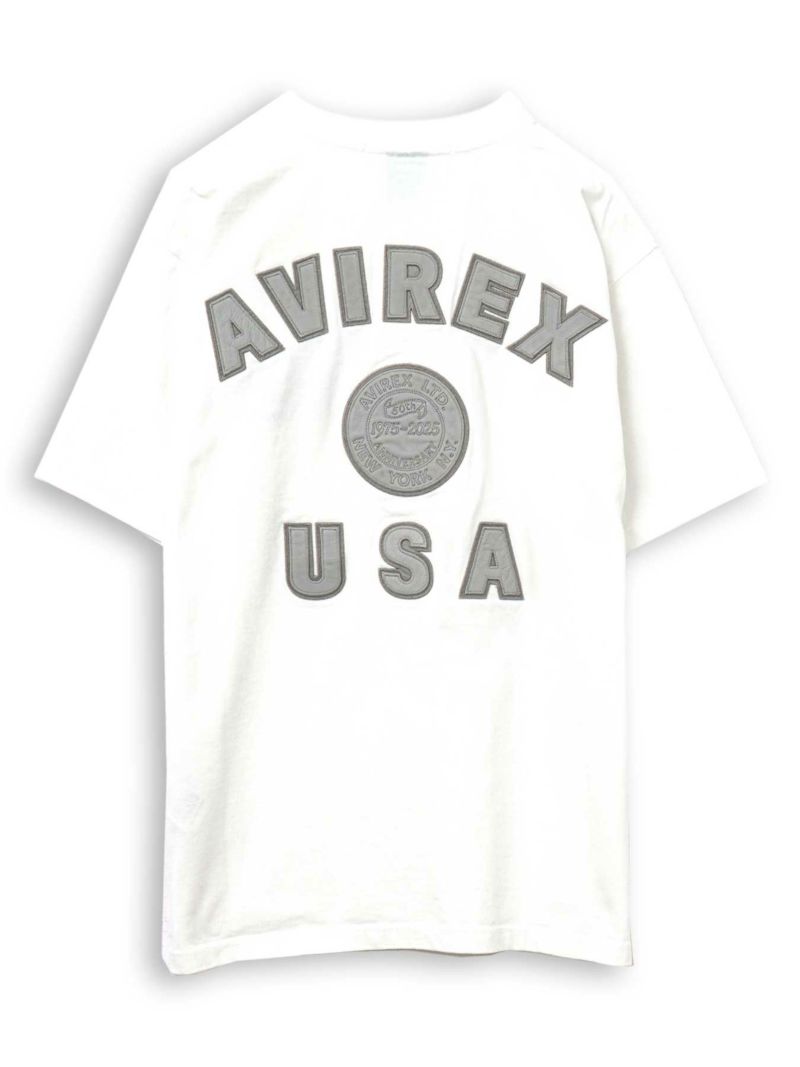 【AVIREX】LEATHER PATCHED VARSITY T-SHIRT＜50th Anniversary＞