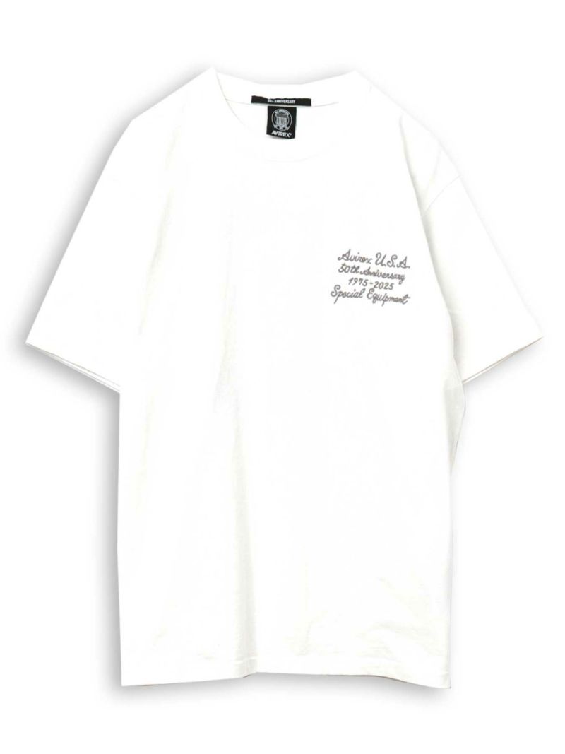 【AVIREX】LEATHER PATCHED VARSITY T-SHIRT＜50th Anniversary＞