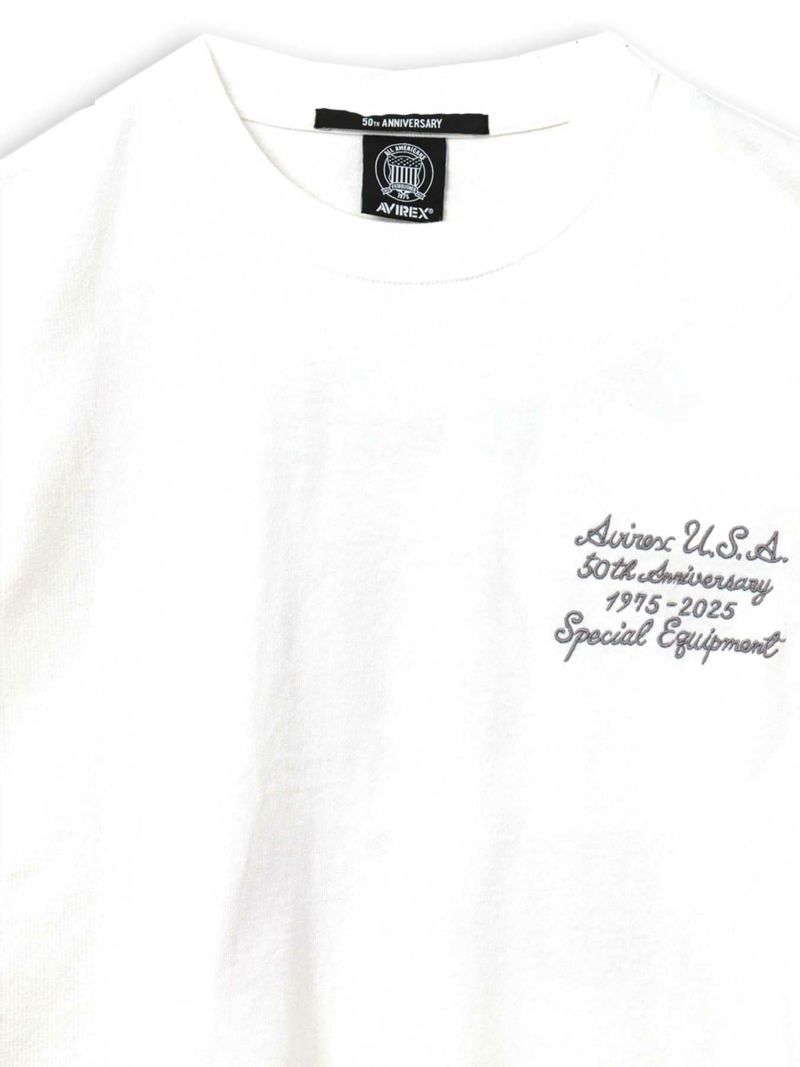 【AVIREX】LEATHER PATCHED VARSITY T-SHIRT＜50th Anniversary＞