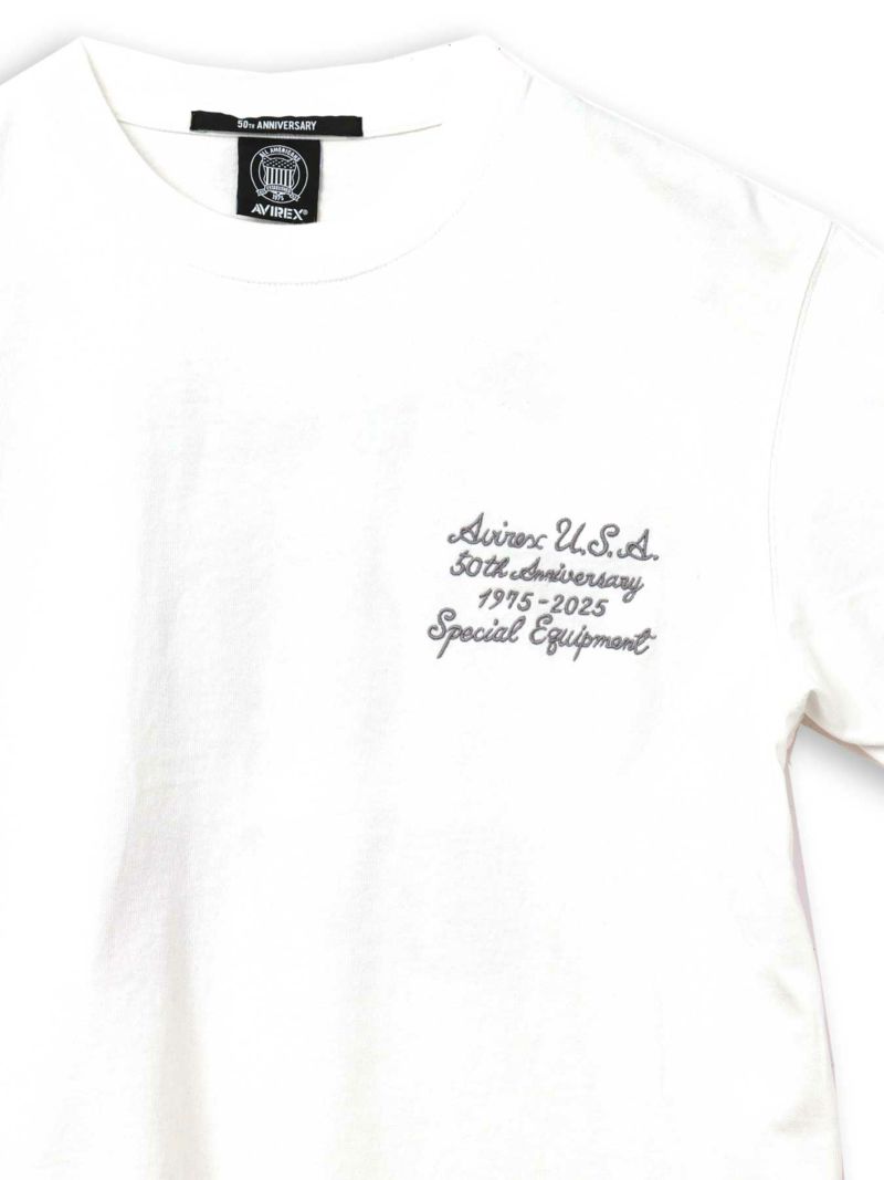 【AVIREX】LEATHER PATCHED VARSITY T-SHIRT＜50th Anniversary＞