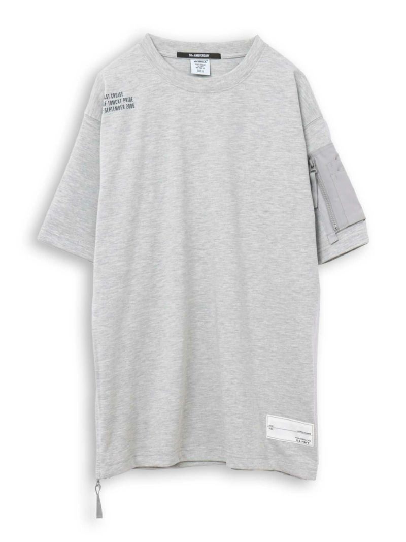 【AVIREX】LEATHER PATCHED VARSITY T-SHIRT＜50th Anniversary＞