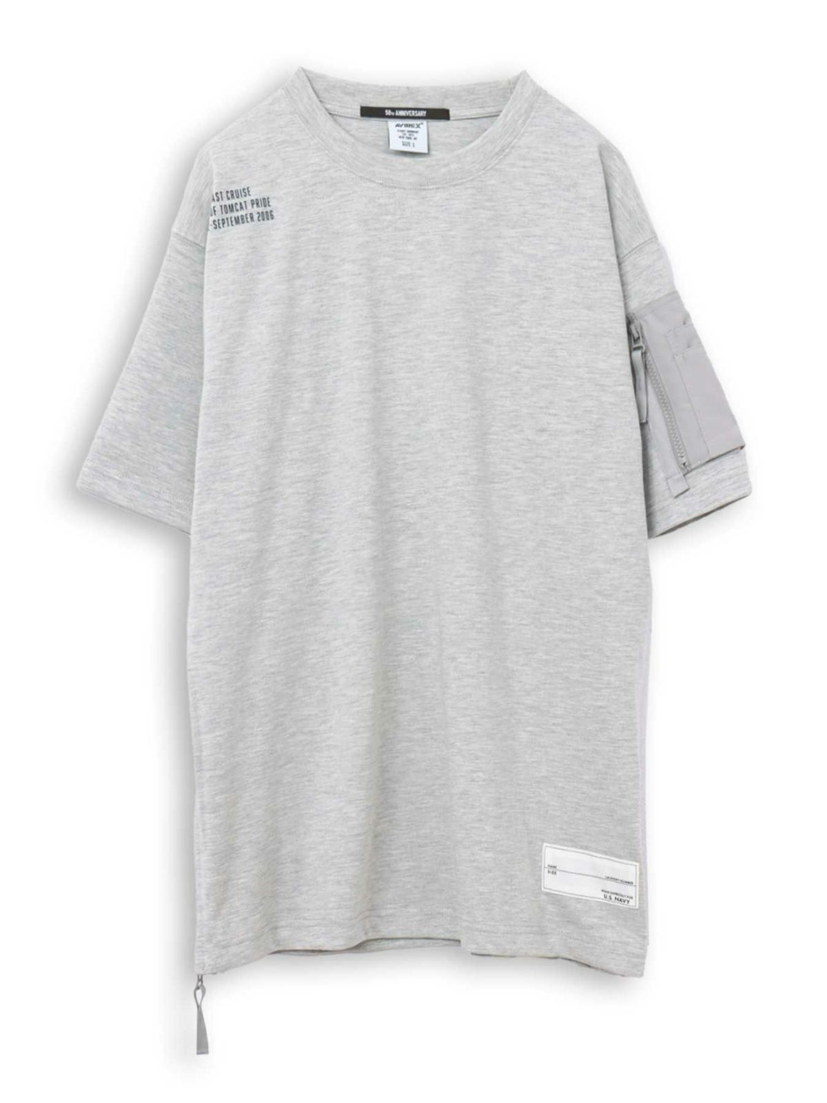 【AVIREX】LEATHER PATCHED VARSITY T-SHIRT＜50th Anniversary＞