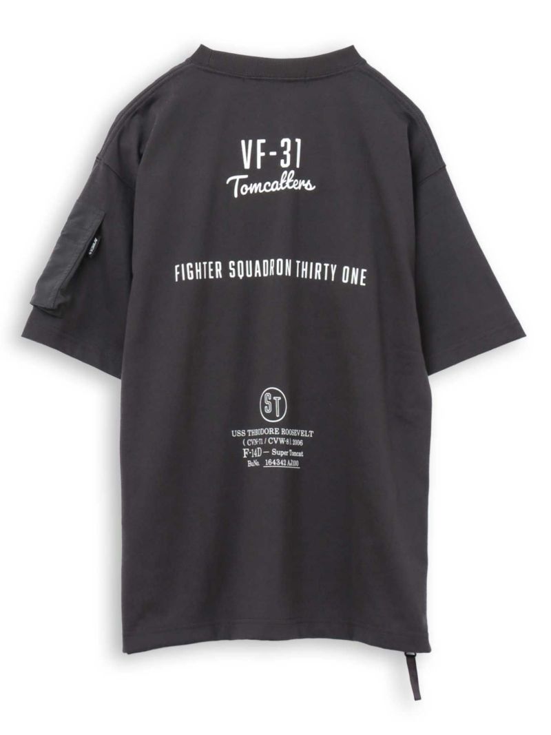 【AVIREX】LEATHER PATCHED VARSITY T-SHIRT＜50th Anniversary＞