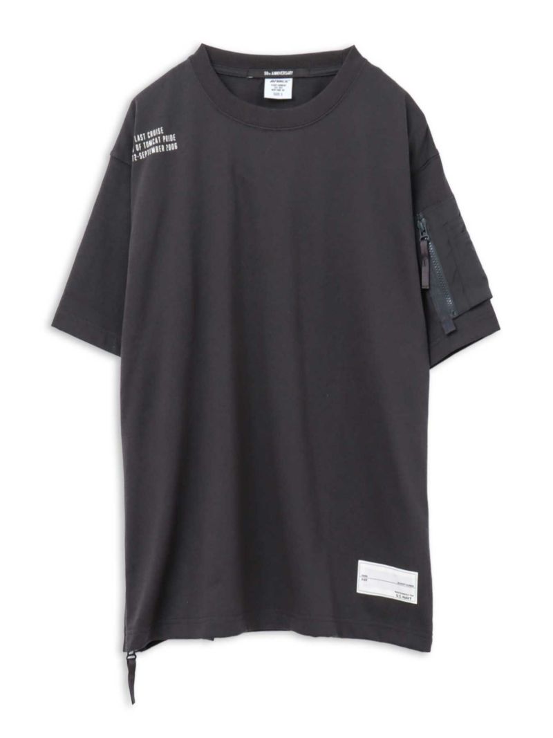 【AVIREX】LEATHER PATCHED VARSITY T-SHIRT＜50th Anniversary＞