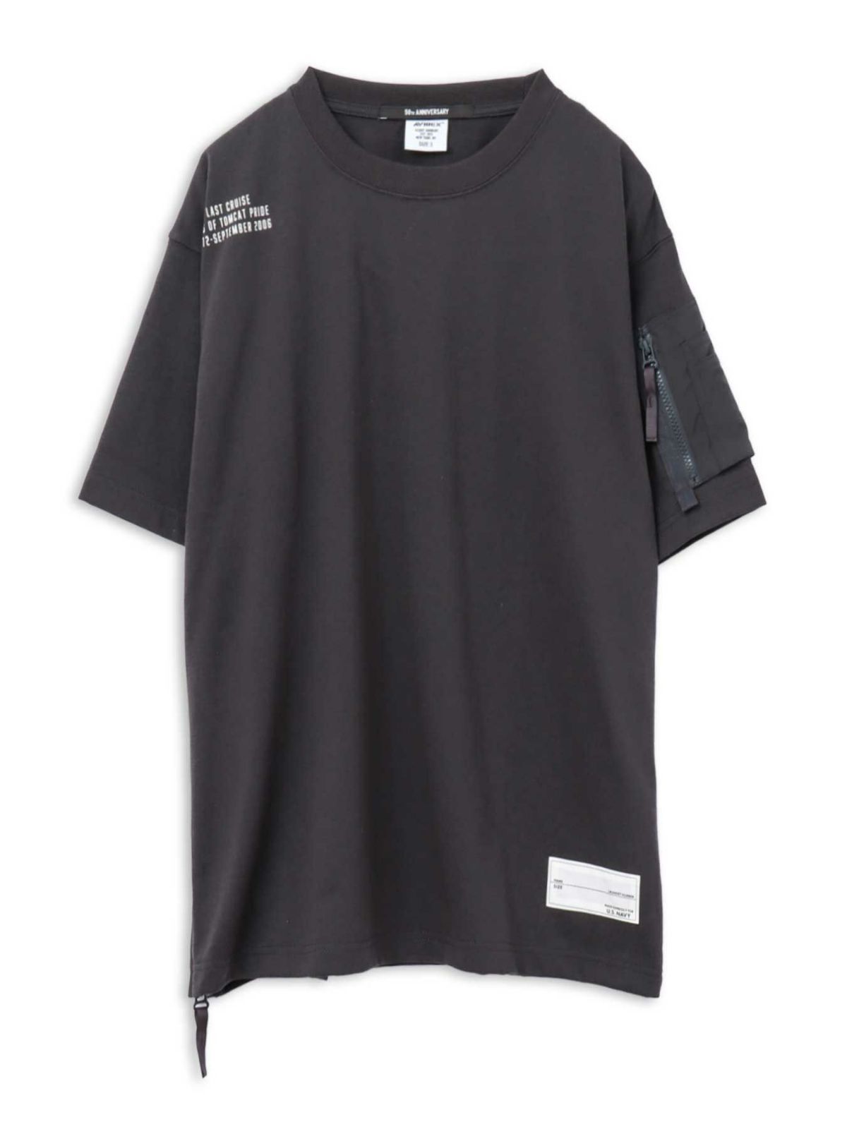 【AVIREX】LEATHER PATCHED VARSITY T-SHIRT＜50th Anniversary＞