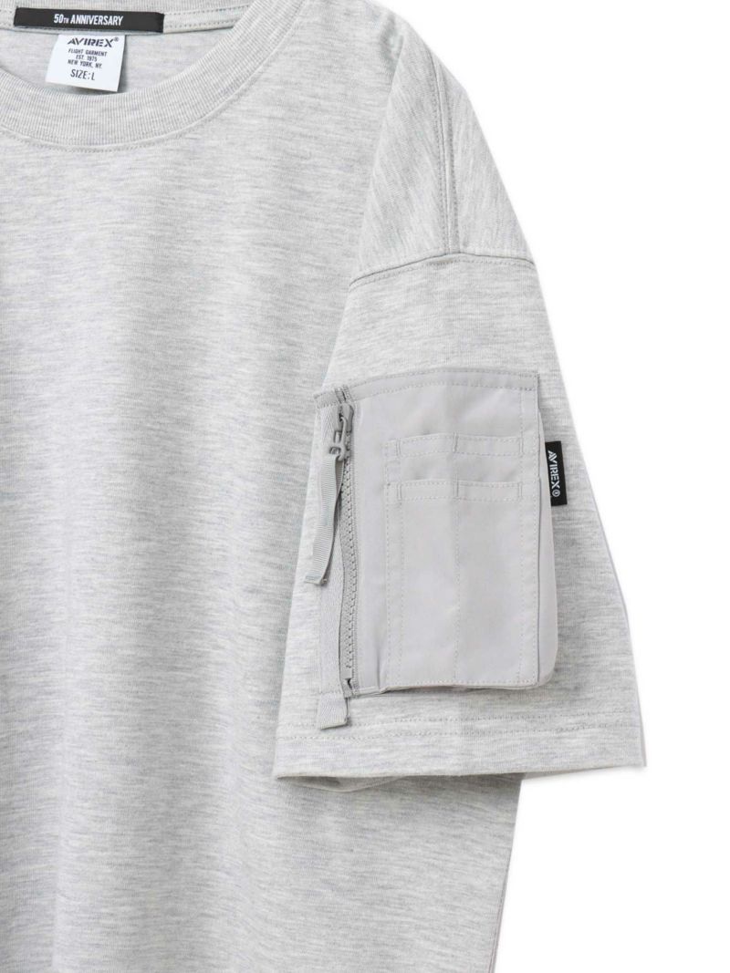 【AVIREX】LEATHER PATCHED VARSITY T-SHIRT＜50th Anniversary＞