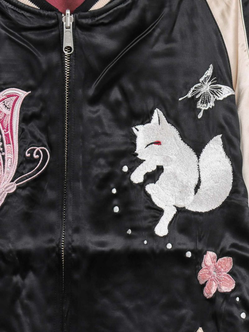 【今昔 -KON-JAKU-】“螺旋に舞う”総刺繍リバーシブルスカジャン