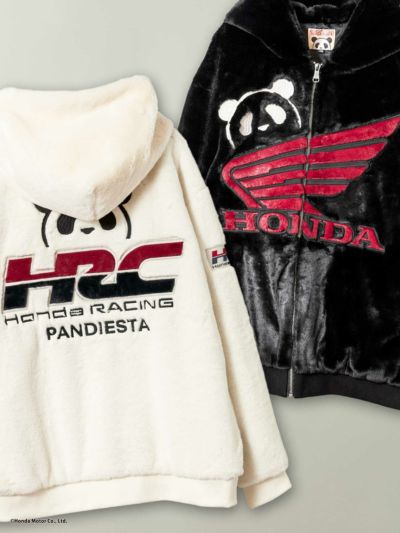 ＜会員様限定！8月使えるクーポン配布中＞<br>≪30%OFF≫【HONDA×PANDIESTA JAPAN】<br>“HRC”刺繍入りフェイクファーZIPパーカー≪返品・取寄対応不可≫