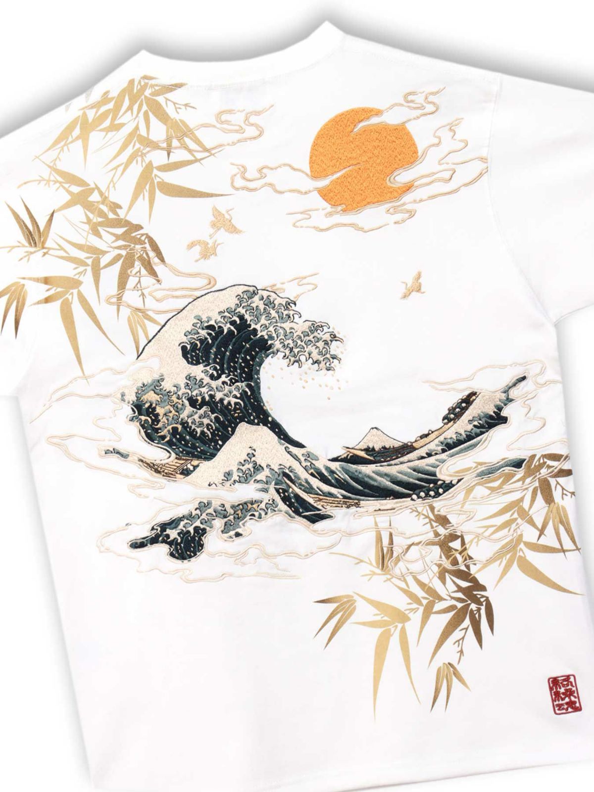 【絡繰魂】“浮世絵 北斎”刺繍入りTシャツ