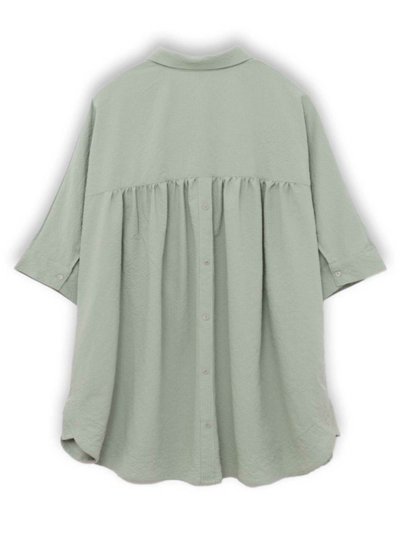 【雅結】菊刺繍サッカー素材ドルマンシャツ