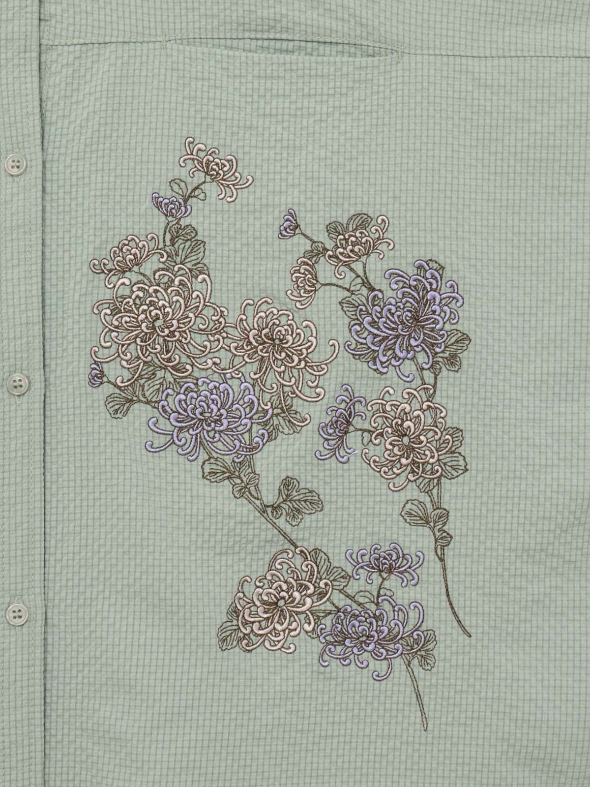 【雅結】菊刺繍サッカー素材ドルマンシャツ