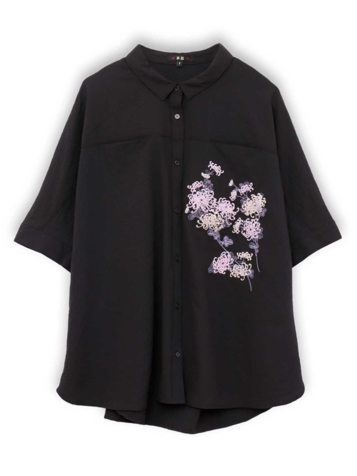 【雅結】菊刺繍サッカー素材ドルマンシャツ