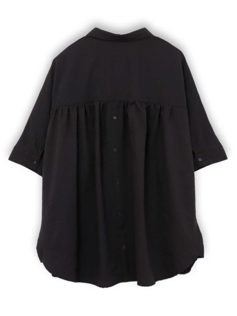 【雅結】菊刺繍サッカー素材ドルマンシャツ