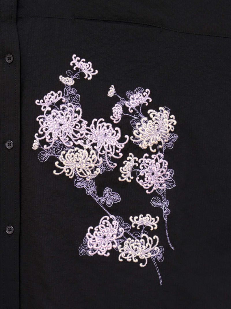 【雅結】菊刺繍サッカー素材ドルマンシャツ