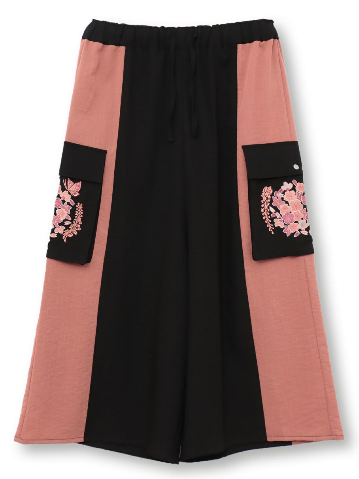 【雅結】“桜藤紅葉”総刺繍ワイドカーゴパンツ