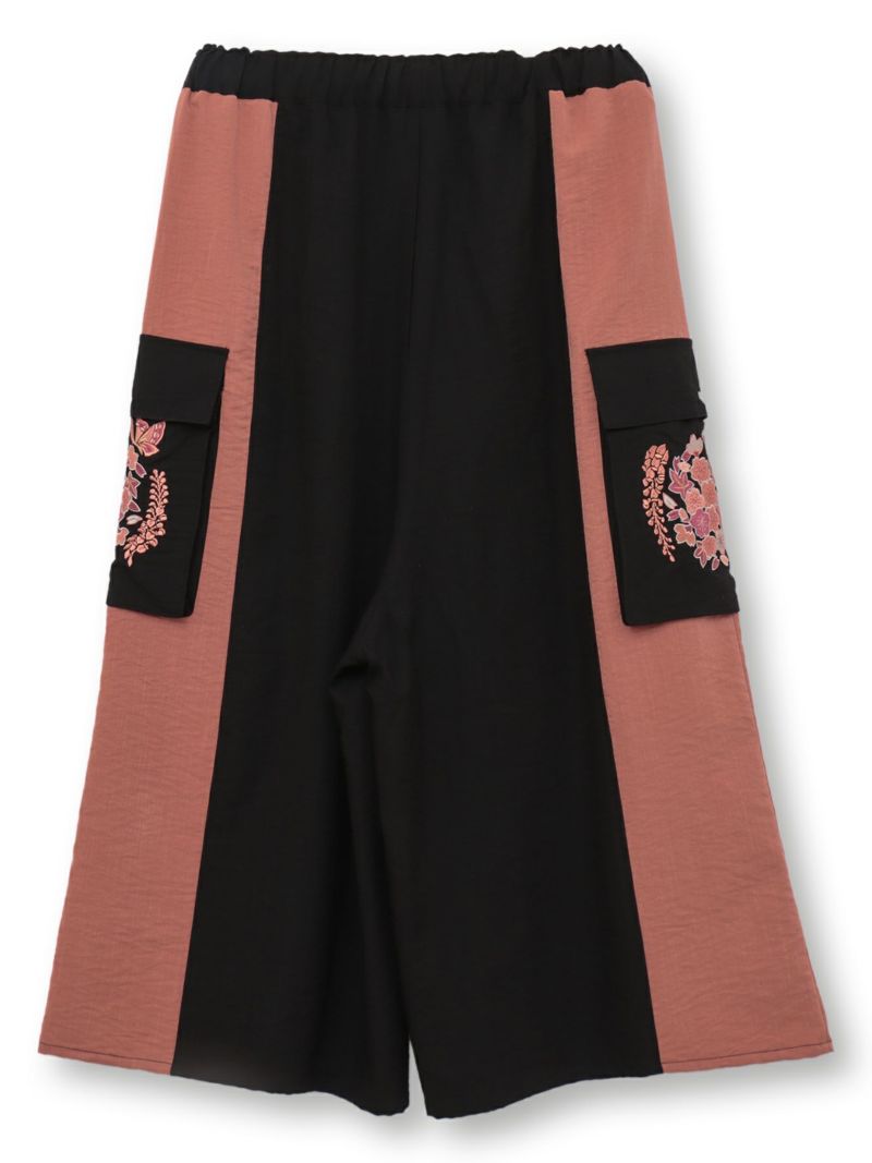 【雅結】“桜藤紅葉”総刺繍ワイドカーゴパンツ