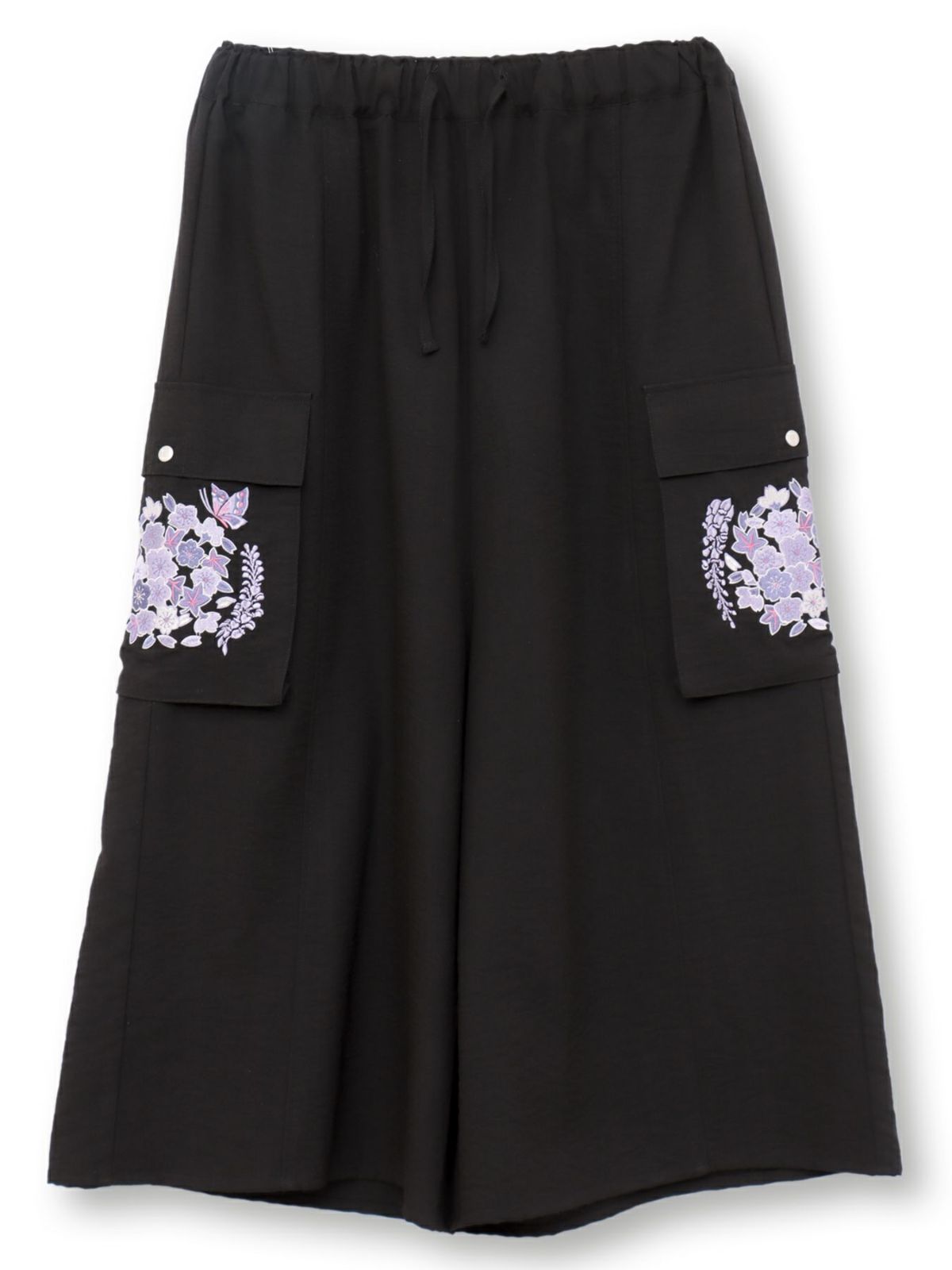 【雅結】“桜藤紅葉”総刺繍ワイドカーゴパンツ