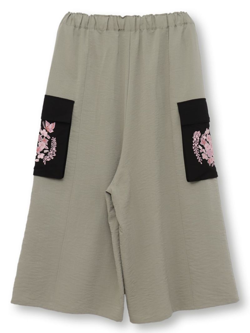 【雅結】“桜藤紅葉”総刺繍ワイドカーゴパンツ