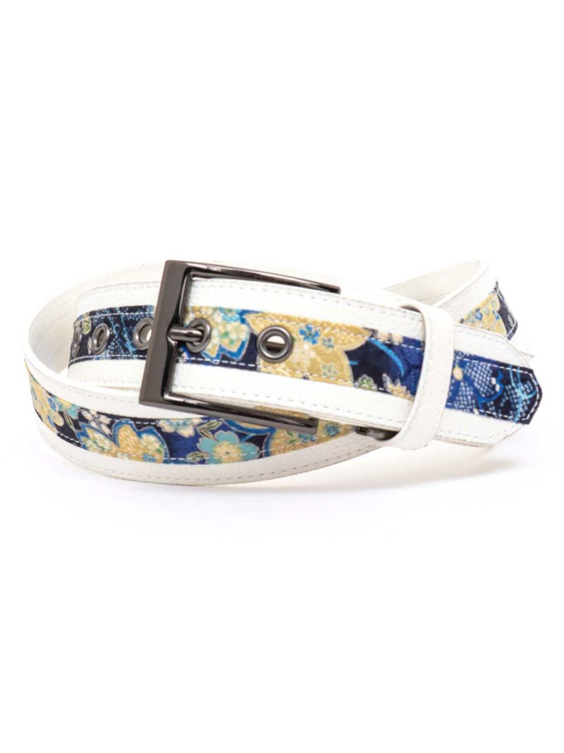 【雅結】金襴遣いクロコ切替ハトメベルト