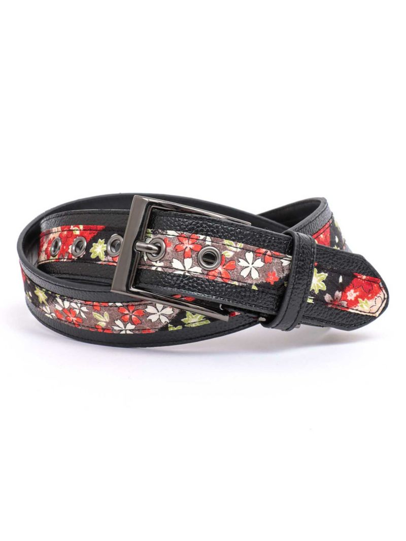 【雅結】金襴遣いクロコ切替ハトメベルト