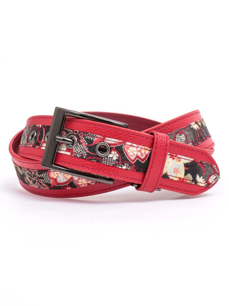 【雅結】金襴遣いクロコ切替ハトメベルト