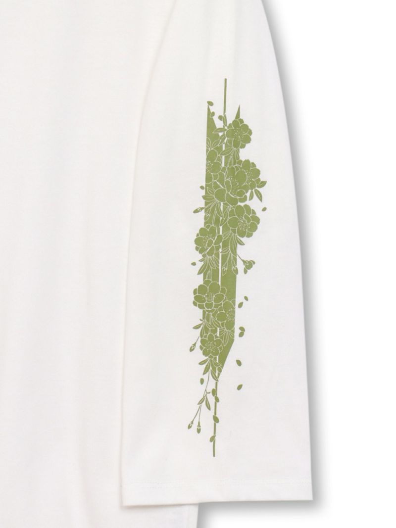 【雅結】矢絣と桜刺繍フードベスト×7分袖Tシャツ アンサンブル